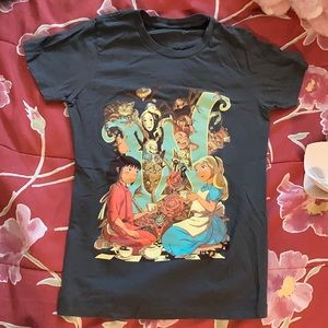 Ghibli studios and alice in wonderland tshirt